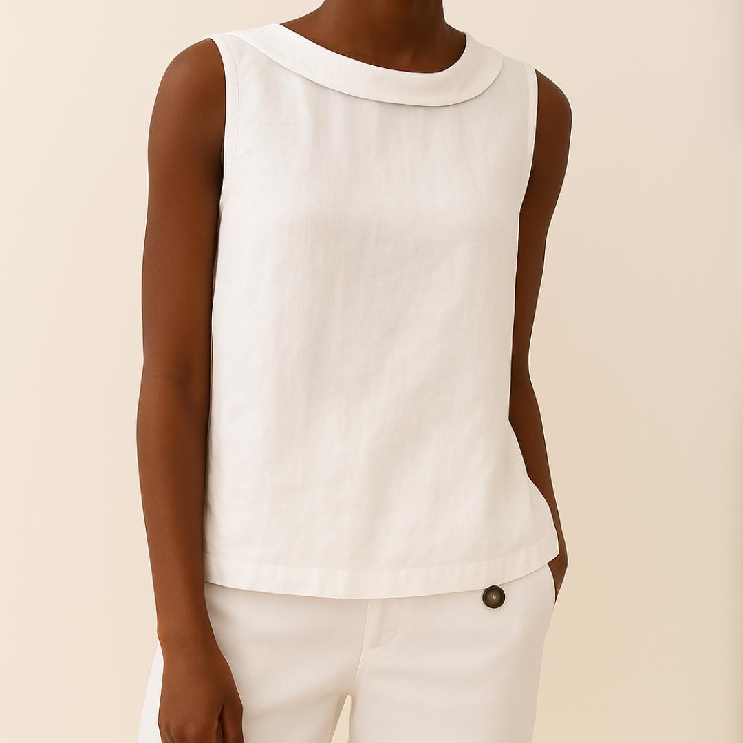 Maria | Sleeveless Roll Collar Top