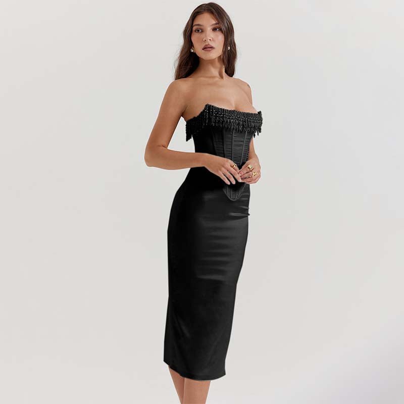 Sharlene | Beaded Corset Midi Dress
