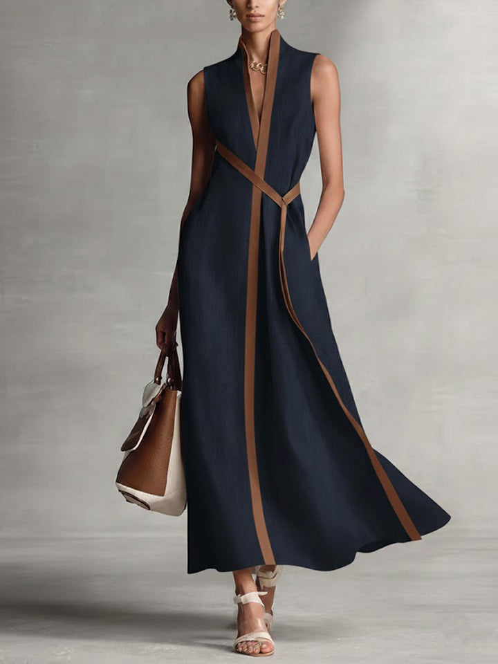 Ivy | Contrast Trim Sleeveless Maxi Dress