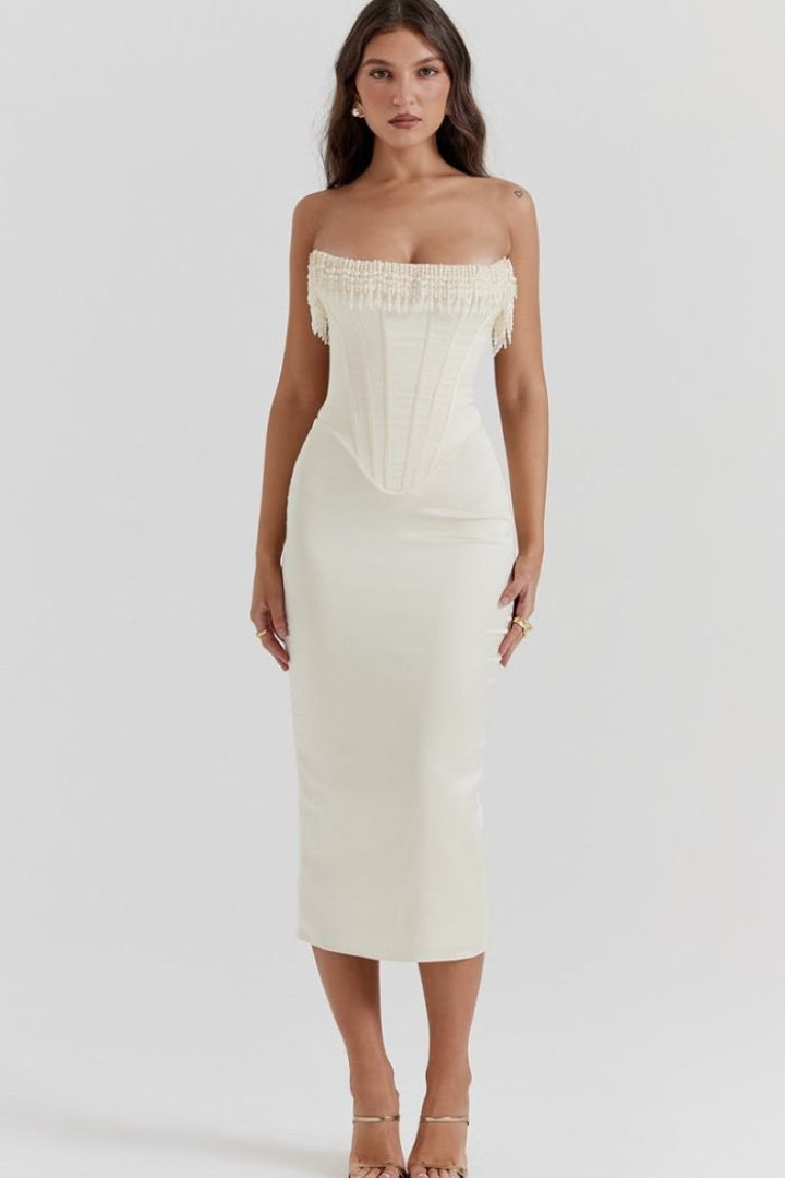 Sharlene | Beaded Corset Midi Dress