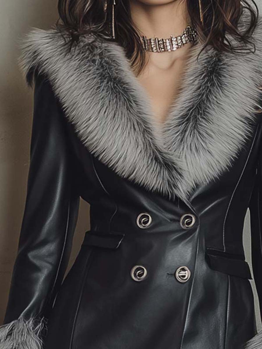 Ophelia | Women's Fur-Trimmed Leather Jacket