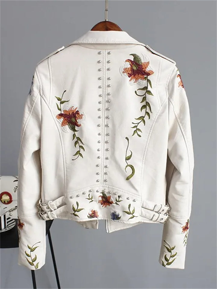 Evangeline | Women's Embroidered Biker Jacket