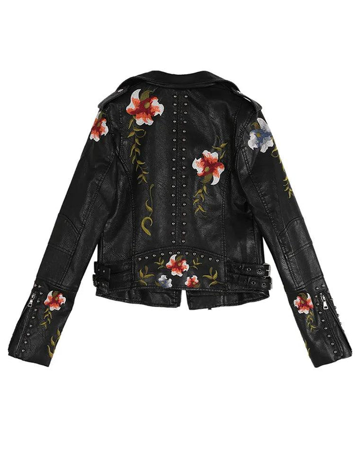 Evangeline | Women's Embroidered Biker Jacket