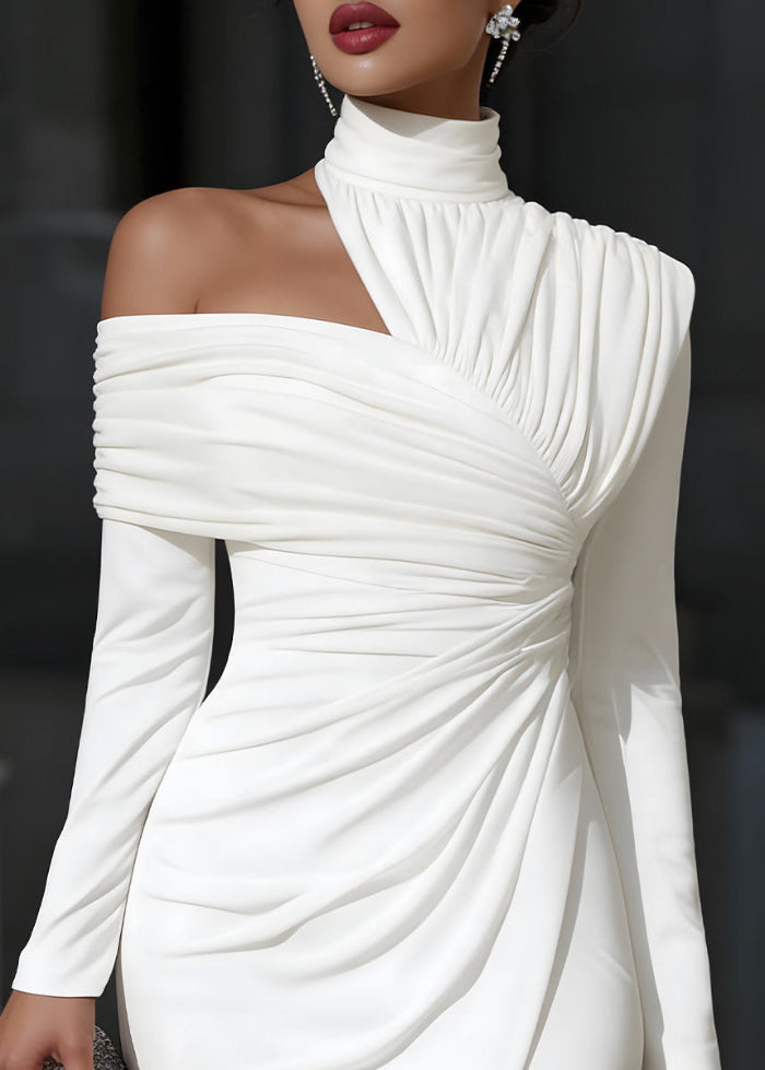 Ceylan | Women’s Asymmetric Midi Dress with Draped One Shoulder