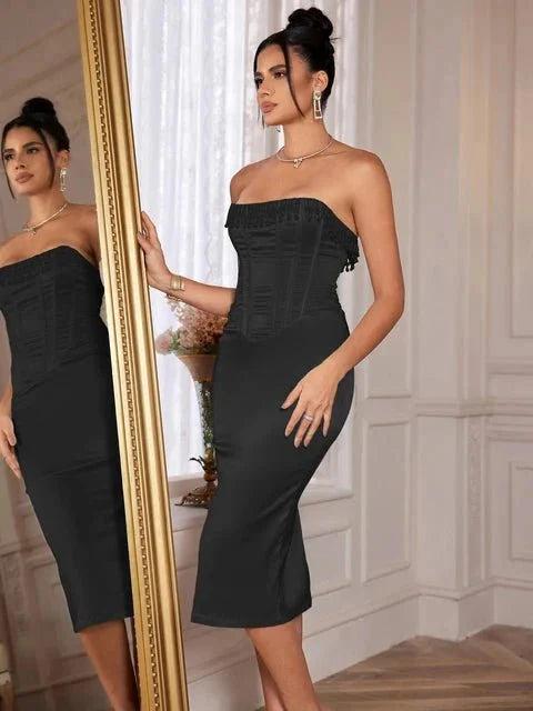 Sharlene | Beaded Corset Midi Dress