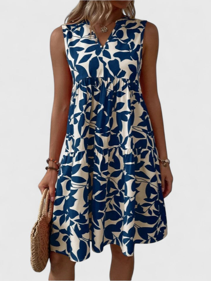 Adeline | Women's Sleeveless Printed A-Line Swing Dress