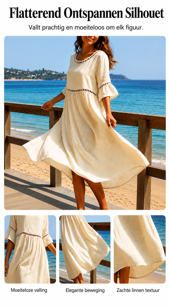 Oriana | Crochet Trim Midi Dress