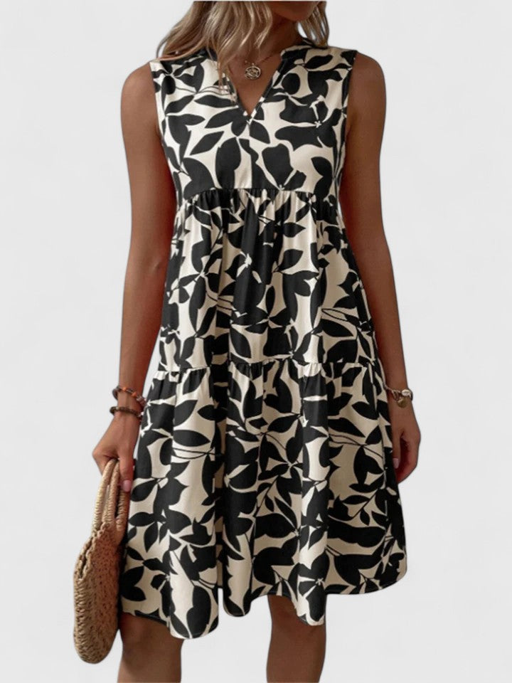 Adeline | Women's Sleeveless Printed A-Line Swing Dress
