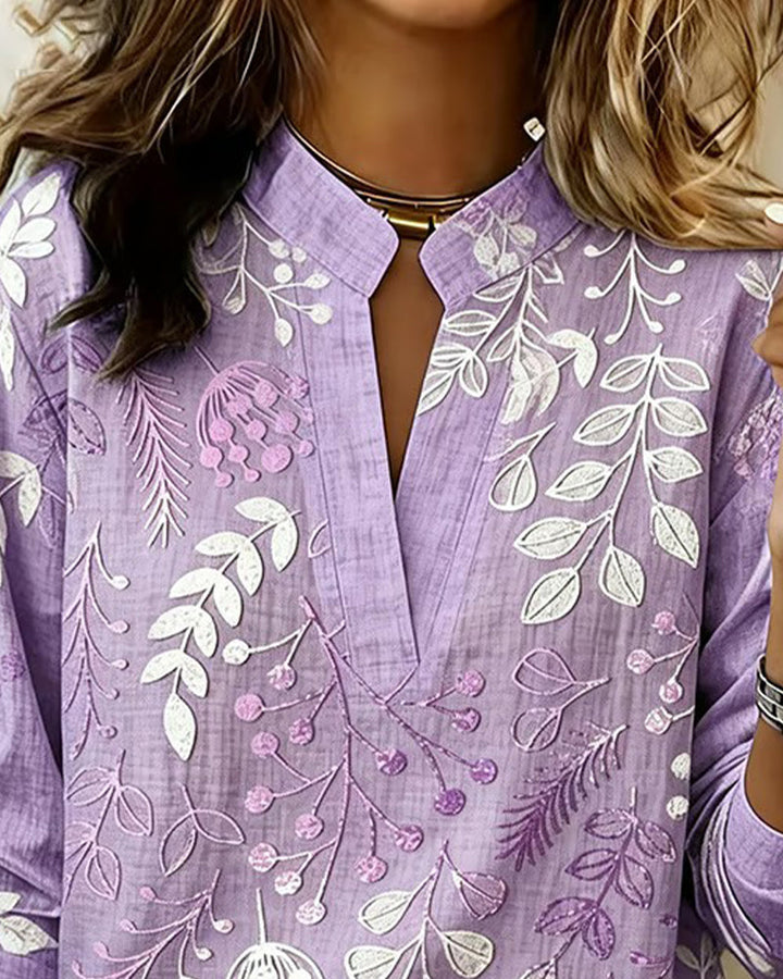 Eleni | Floral Print Blouse with High Neck