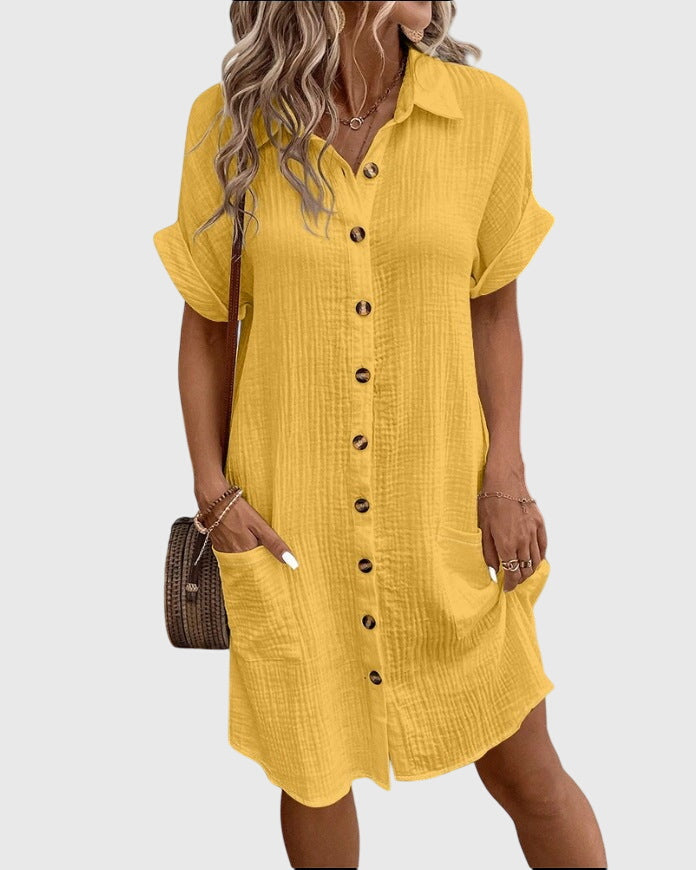 Camille | Women's Button-Down Shirt Dress with Pockets