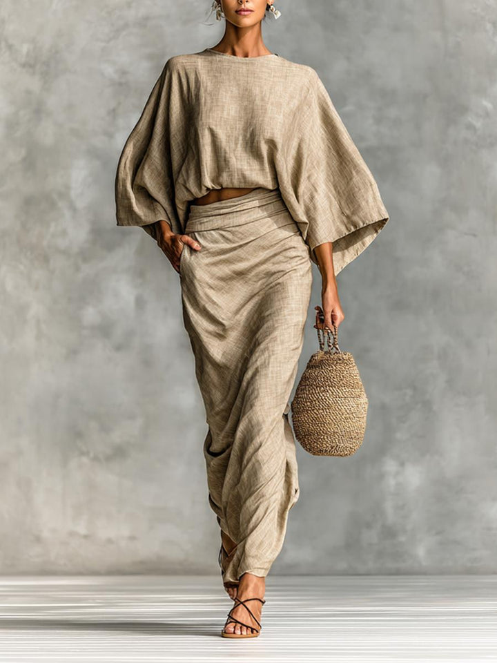 Selene | Soft Batwing Top and Maxi Skirt Two-Piece Set