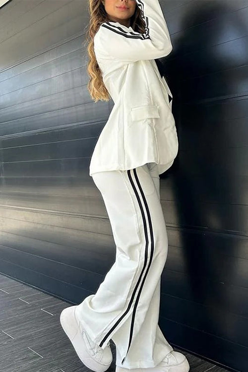 Mila | Women's Cropped Zip Hoodie & Side-Stripe Wide-Leg Track Set