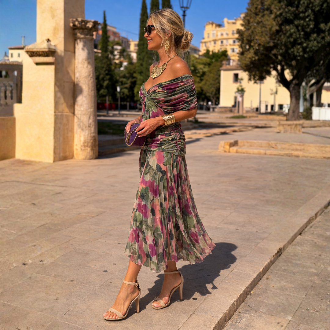 Eileen | Draped Chiffon Maxi Dress