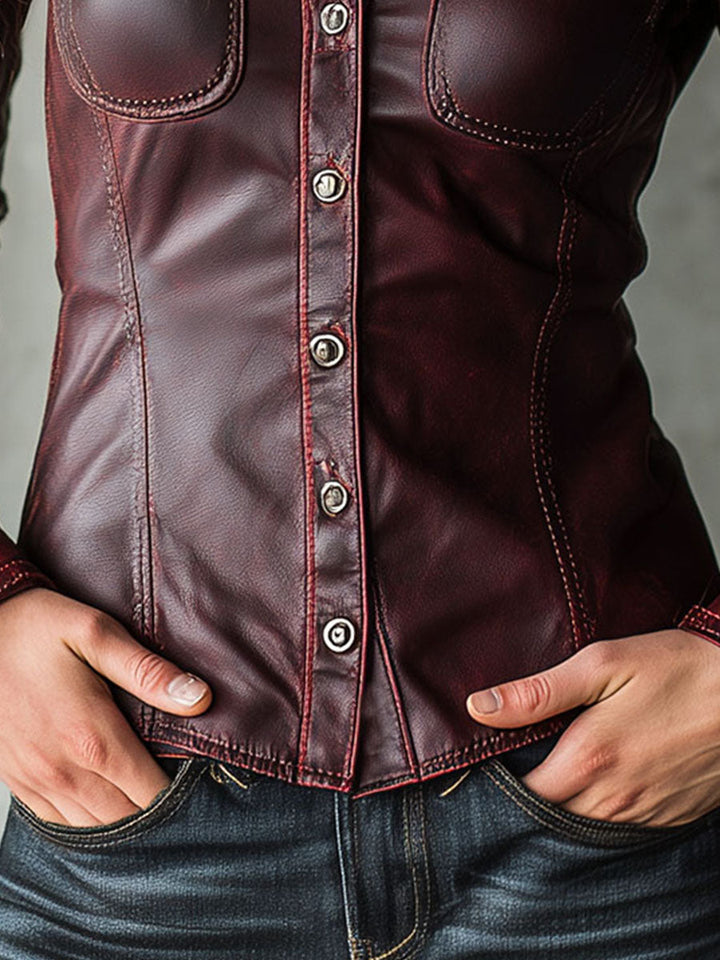 Delphine | Women's Leather Shirt Jacket