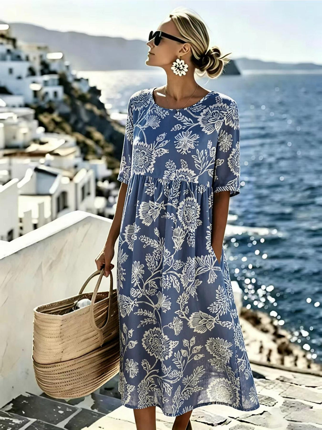 Daisy | Floral Empire Waist Midi Dress
