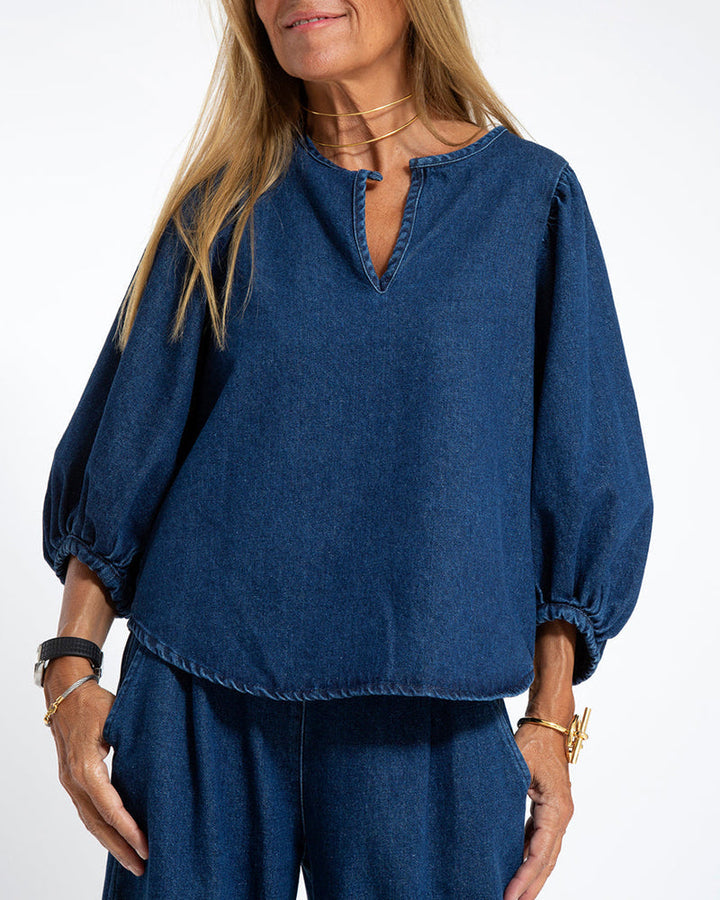 Adeline | Women's Balloon-Sleeve Blouse & Wide-Leg Pant Set