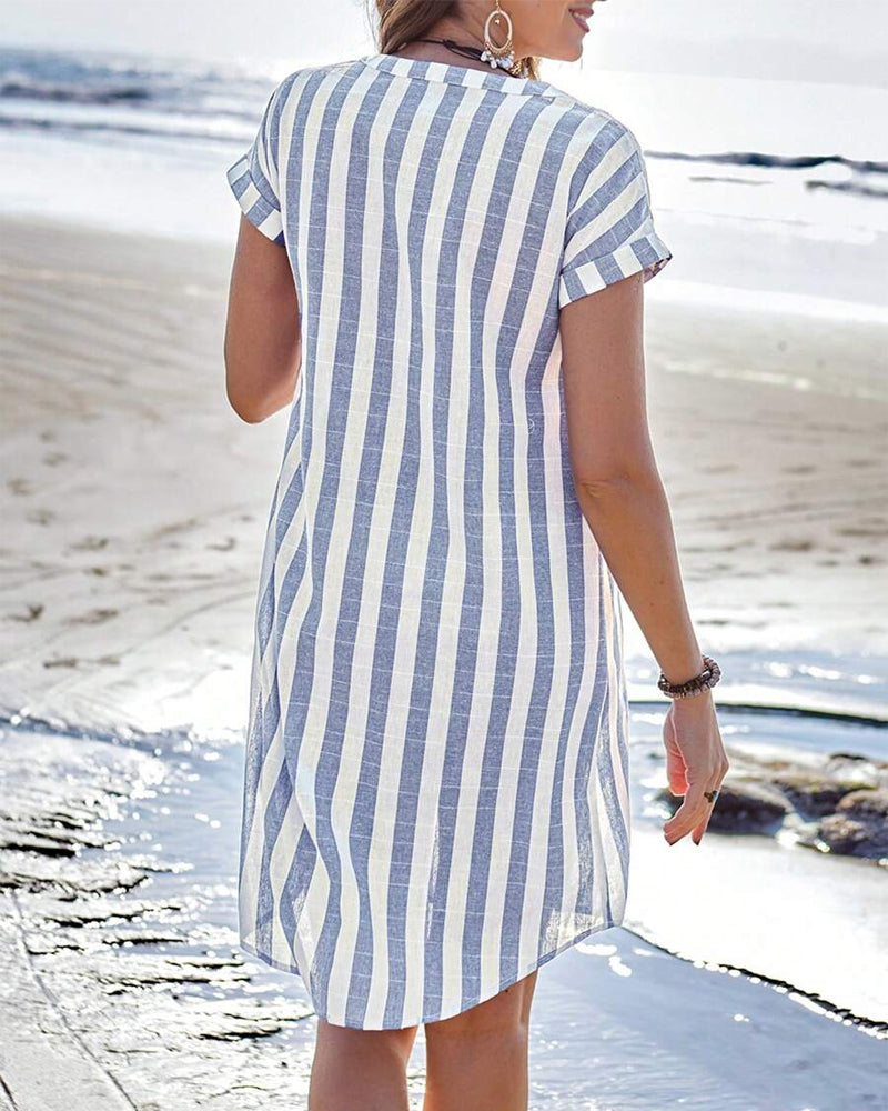 Mercy | Striped Button-Front Midi Dress