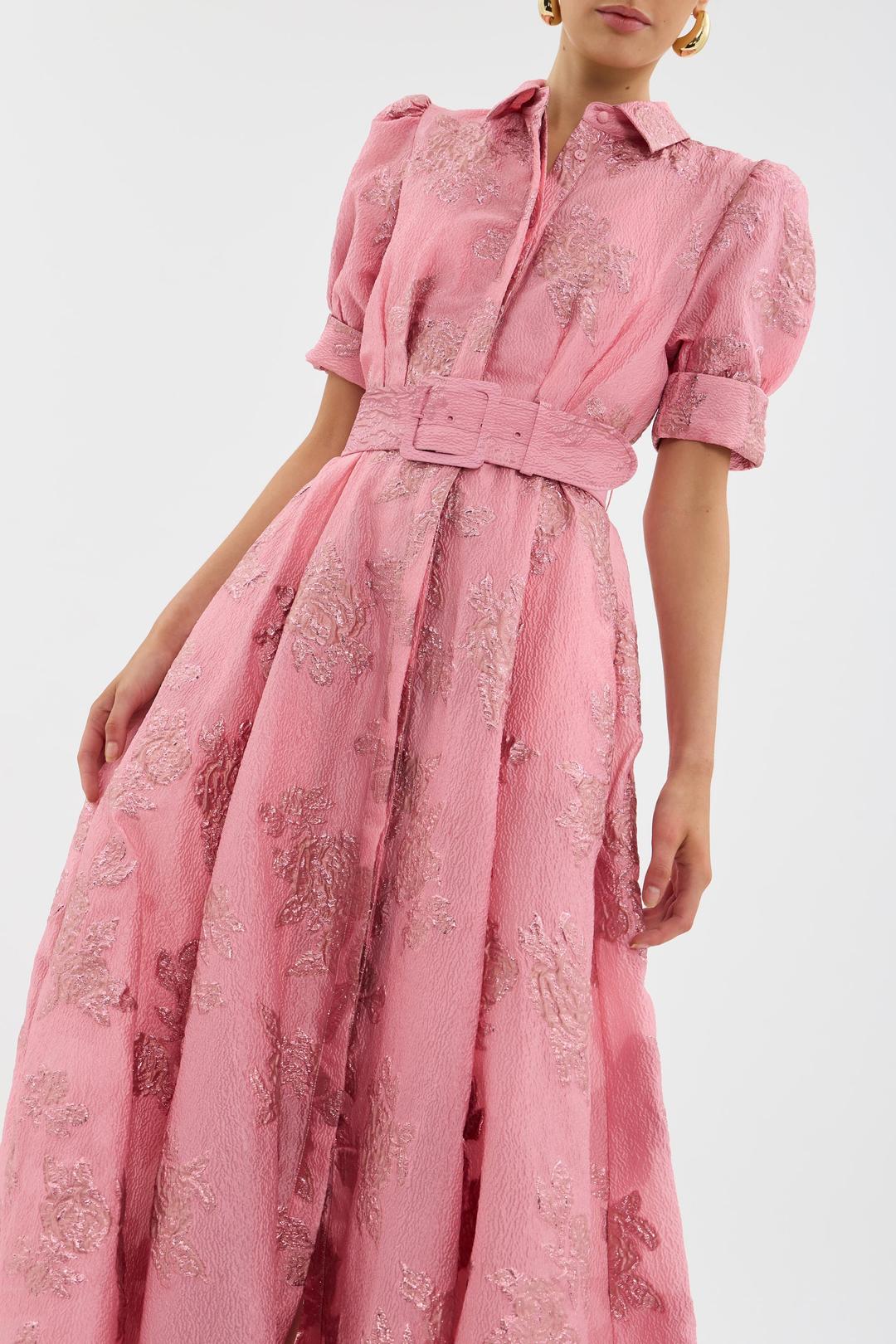 Anabella | Elegant Wedding Guest Maxi Dress with Short Puff Sleeves