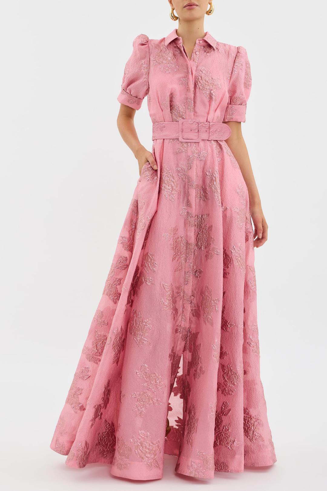 Anabella | Elegant Wedding Guest Maxi Dress with Short Puff Sleeves