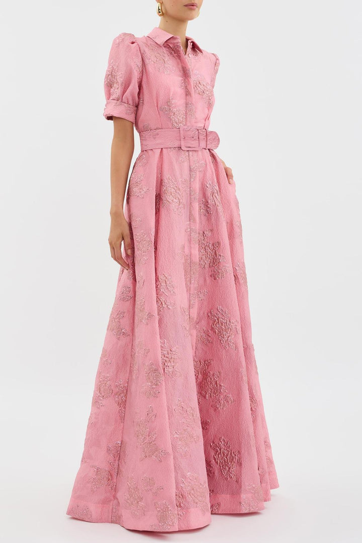 Anabella | Elegant Wedding Guest Maxi Dress with Short Puff Sleeves