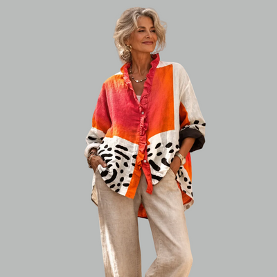 Noa | Abstract Print Ruffle Blouse