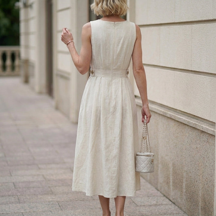 Serene | Grace Sleeveless Pleated Midi Dress