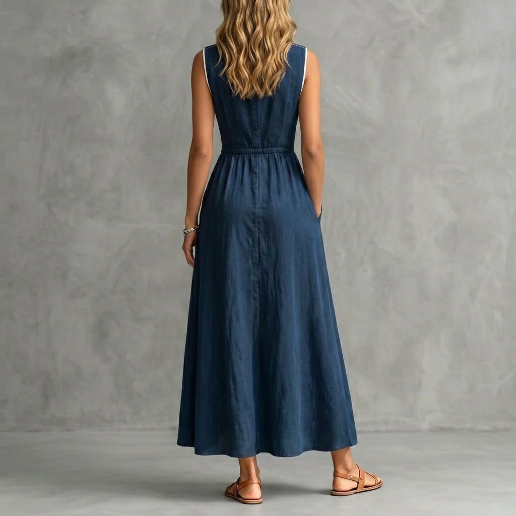 Mimi | Coastal Elegance Sleeveless Button-Front Maxi Dress