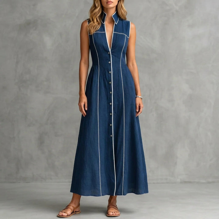 Mimi | Coastal Elegance Sleeveless Button-Front Maxi Dress