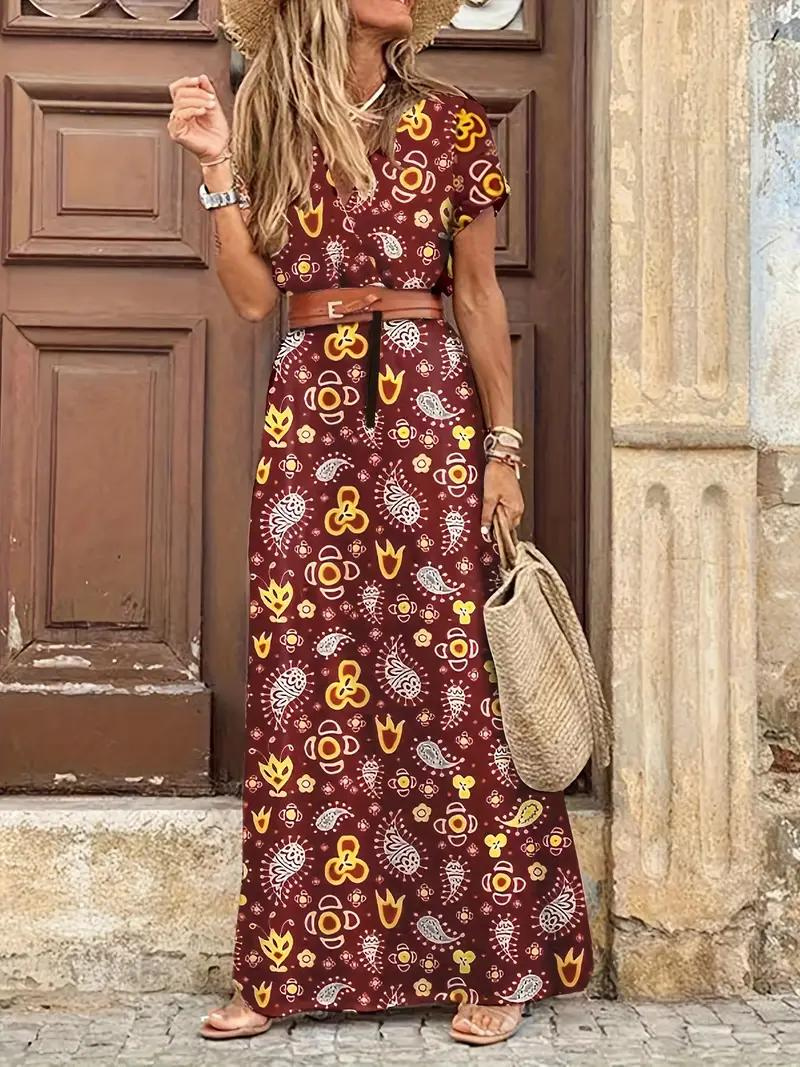 Mavis | Printed Belted Maxi Dress