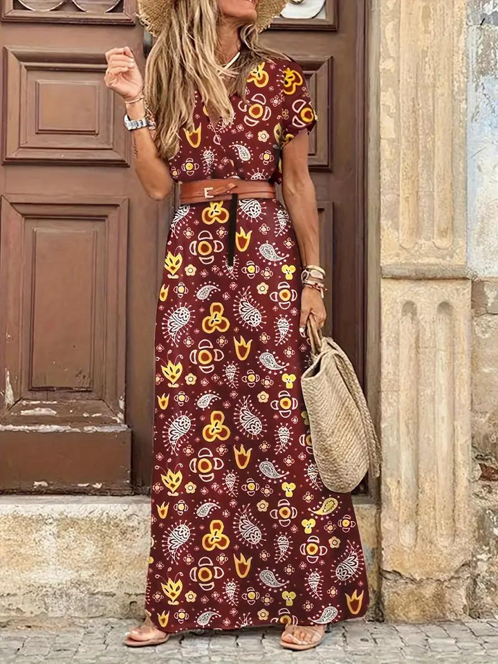 Mavis | Printed Belted Maxi Dress