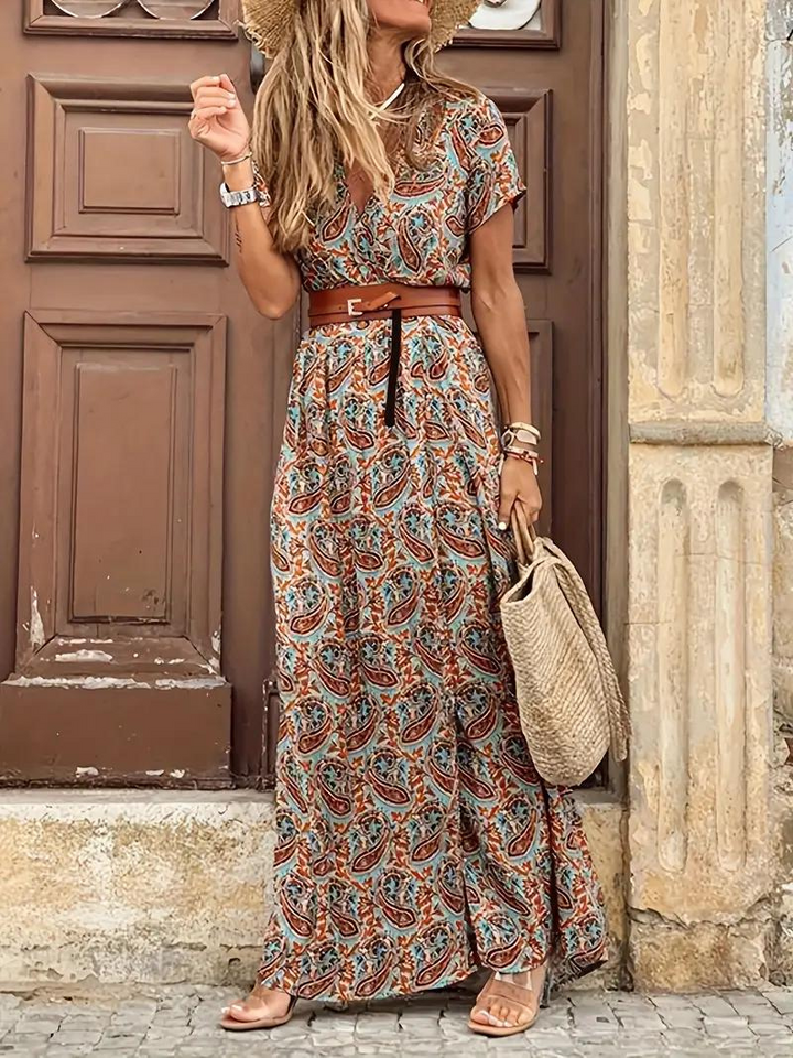 Mavis | Printed Belted Maxi Dress