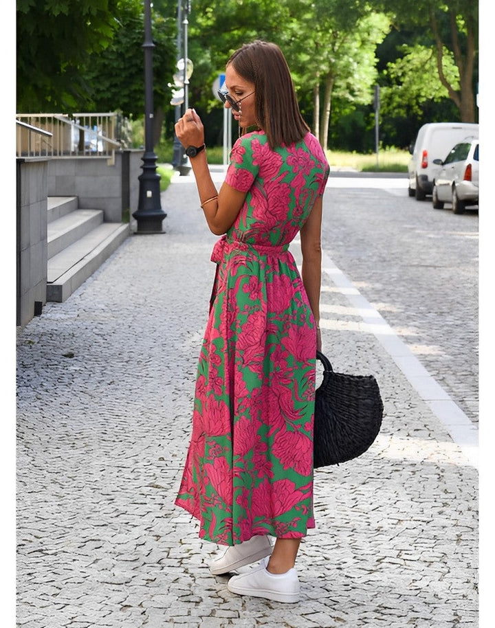 Laila | Floral Tie-Waist Midi Dress