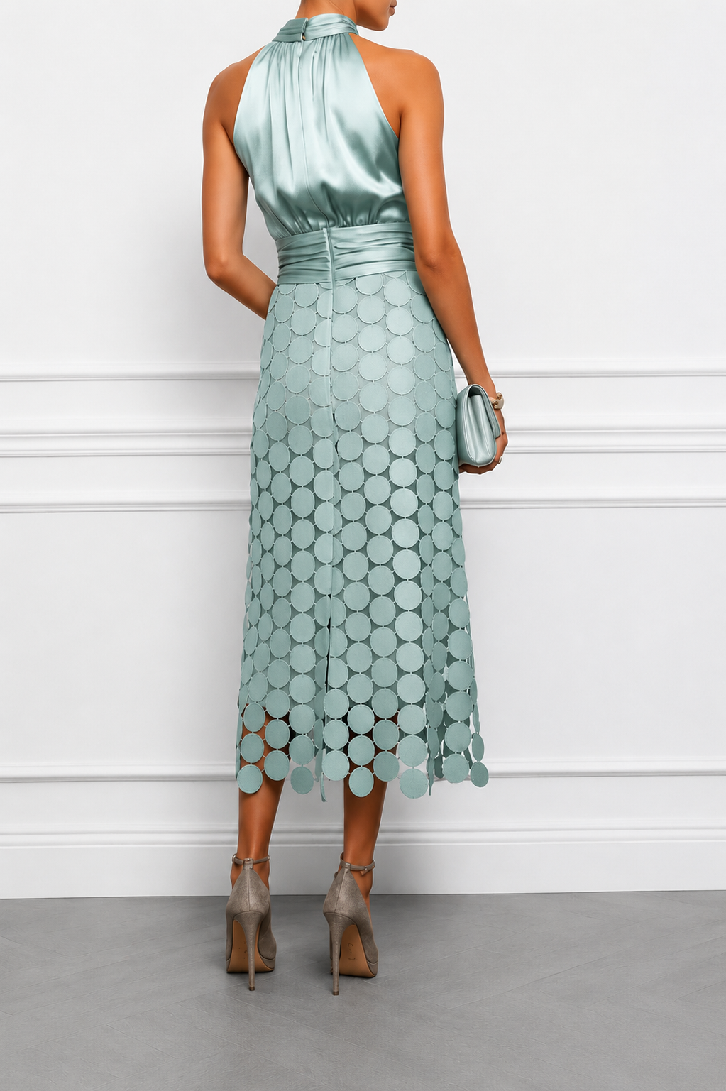 Landry | Halter Neck Textured Midi Dress