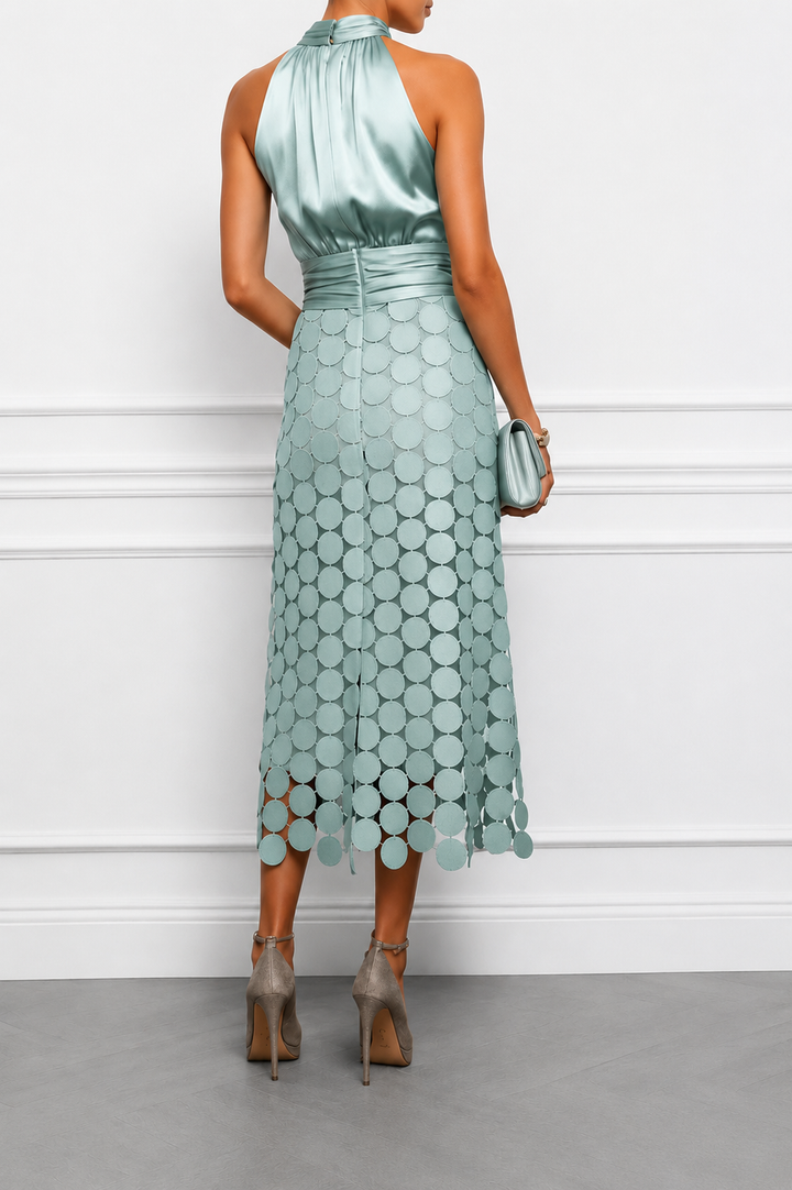Landry | Halter Neck Textured Midi Dress