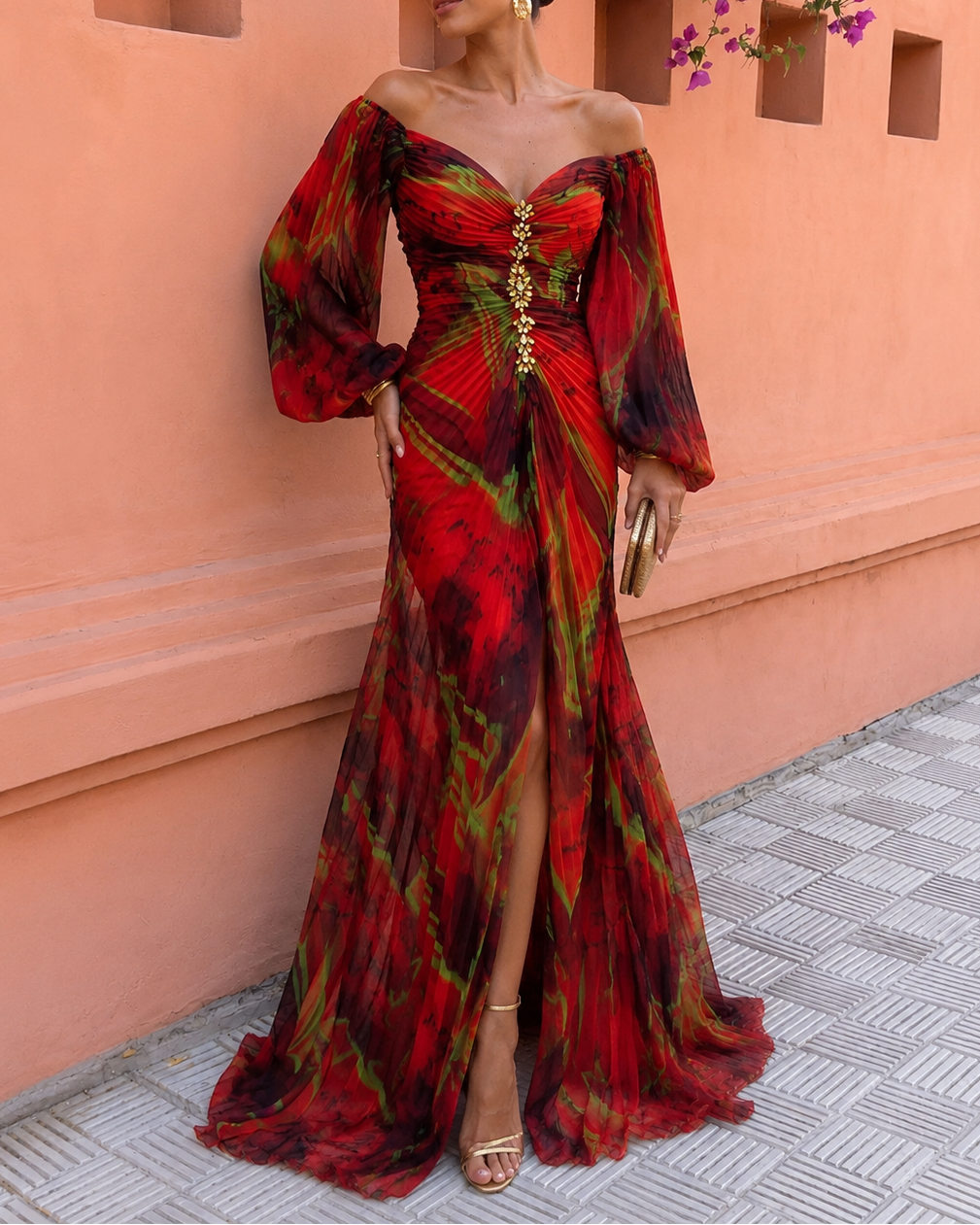 Ruth | Embellished Pleated Maxi Dress