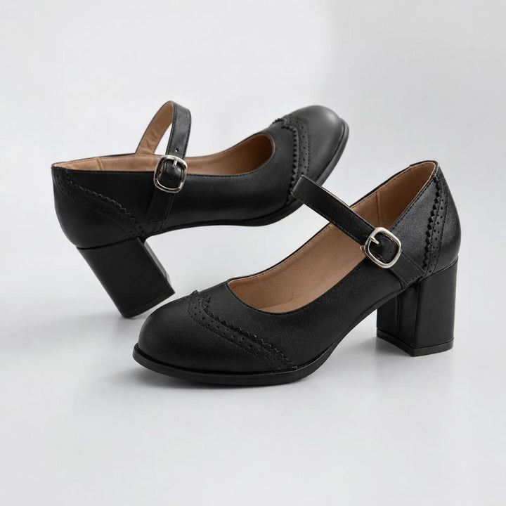 Kristenyah | Brogue Block Heel Mary Jane Shoes