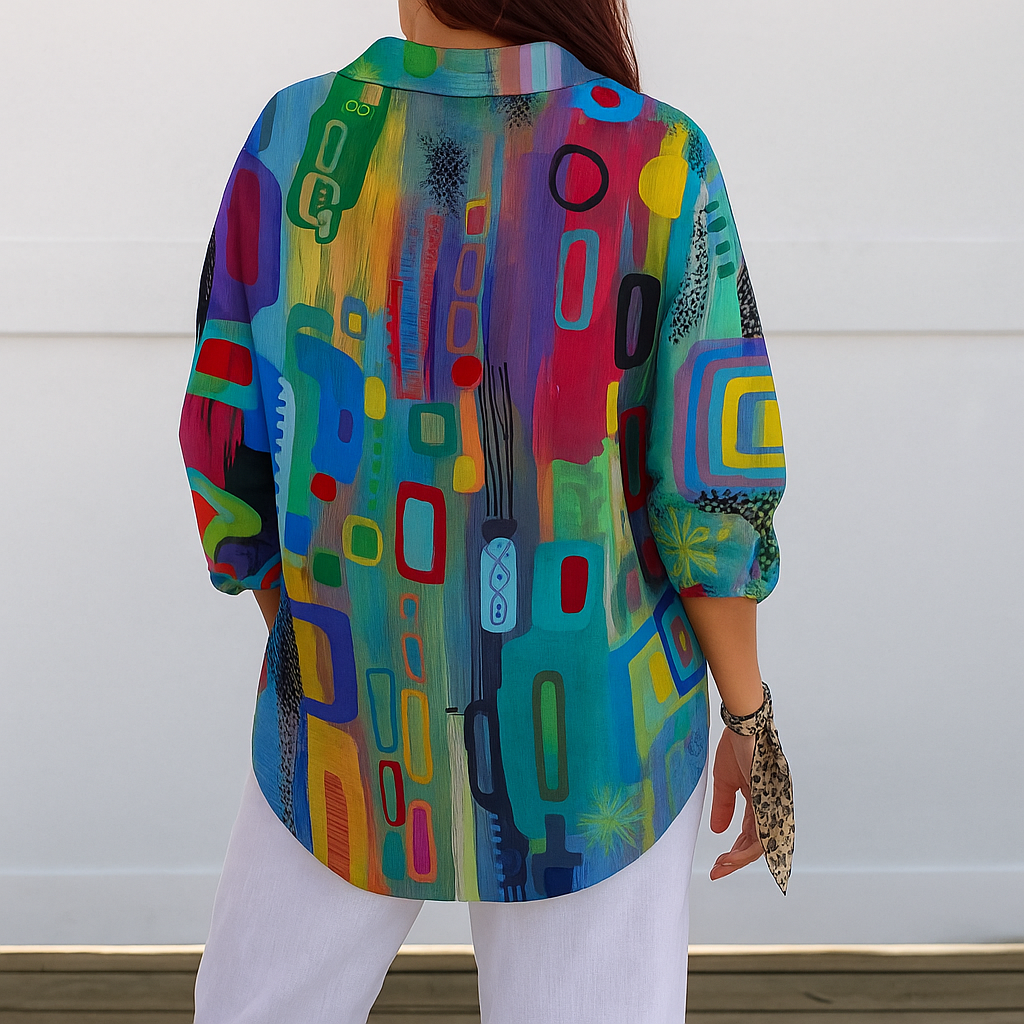 Mckenna | Abstract Print Button-Up Blouse