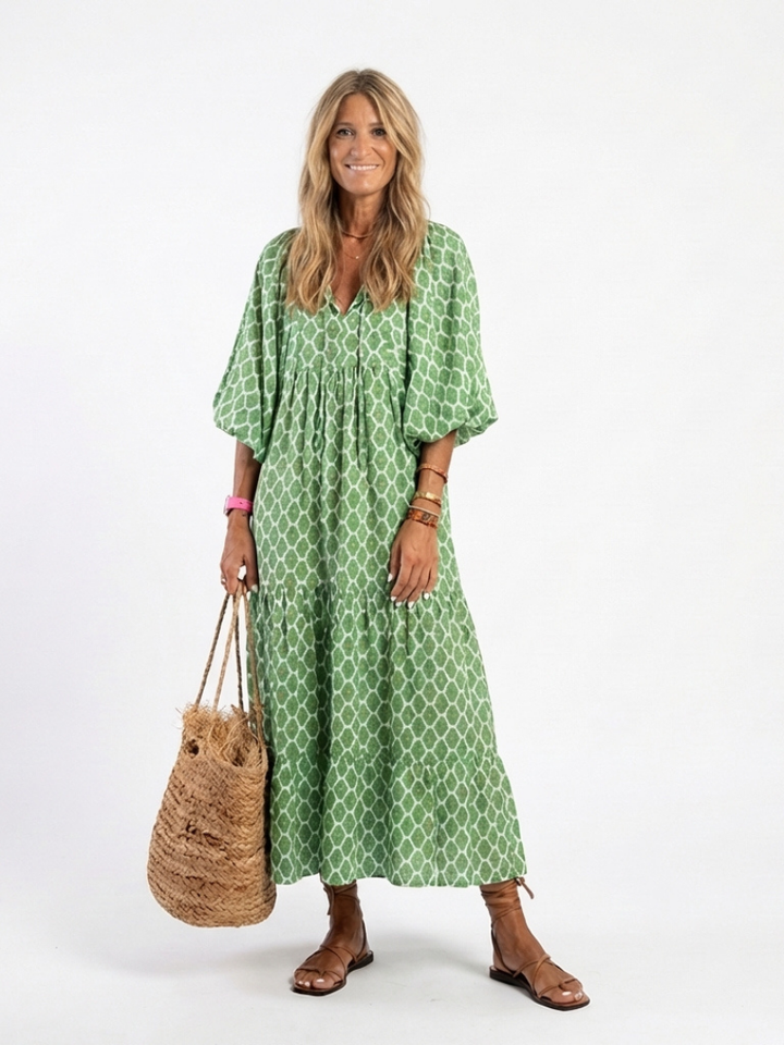 Sawyer | Women's Printed Tiered Boho Maxi Dress