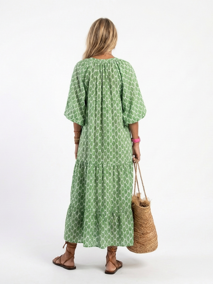 Sawyer | Women's Printed Tiered Boho Maxi Dress