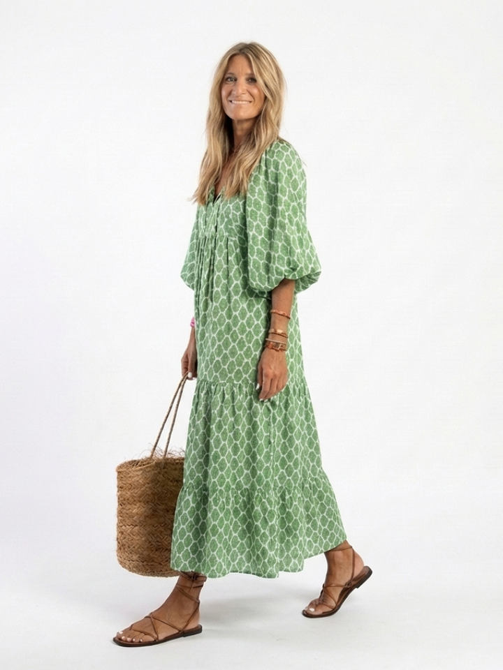 Sawyer | Women's Printed Tiered Boho Maxi Dress