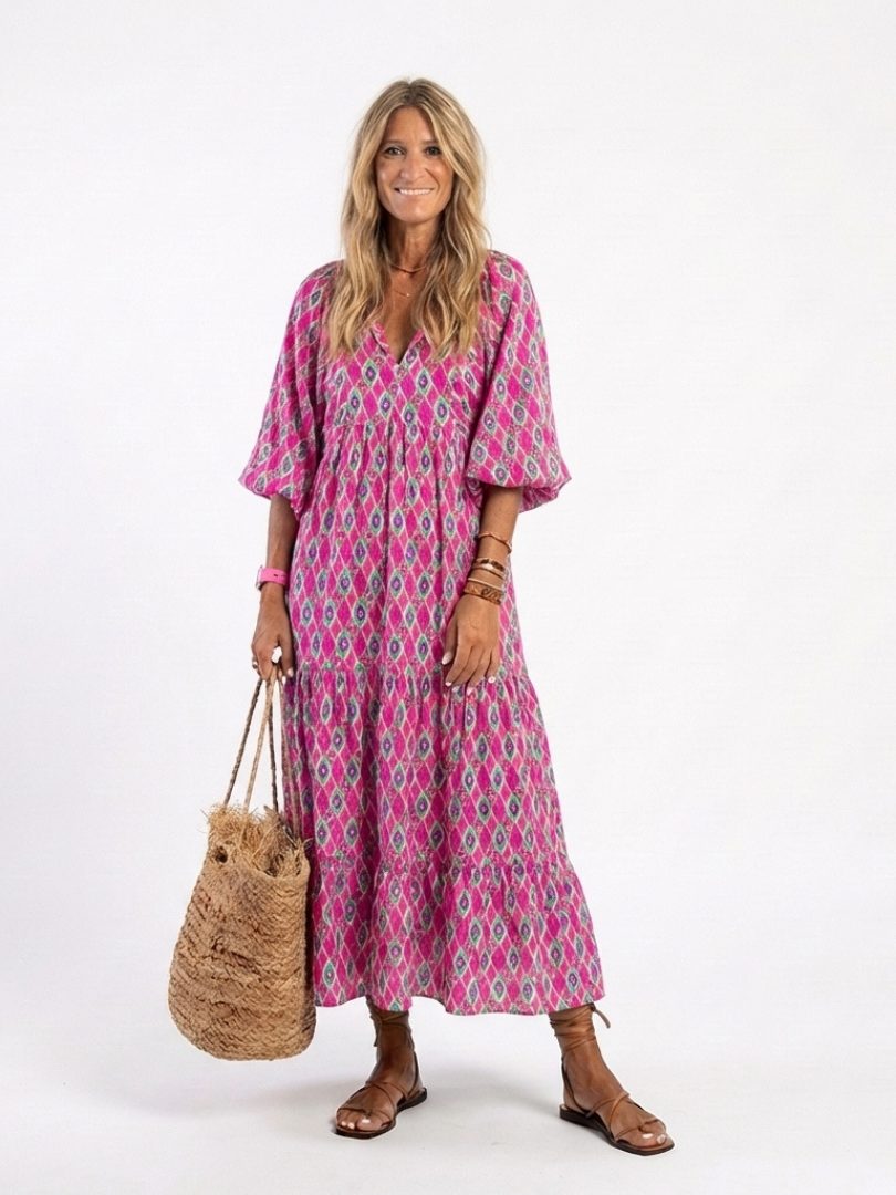 Sawyer | Women's Printed Tiered Boho Maxi Dress