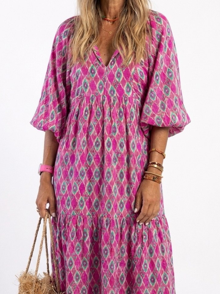 Sawyer | Women's Printed Tiered Boho Maxi Dress