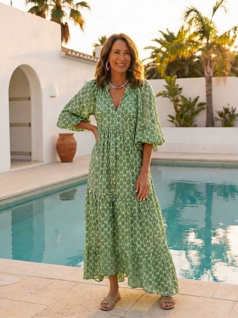 Sawyer | Women's Printed Tiered Boho Maxi Dress