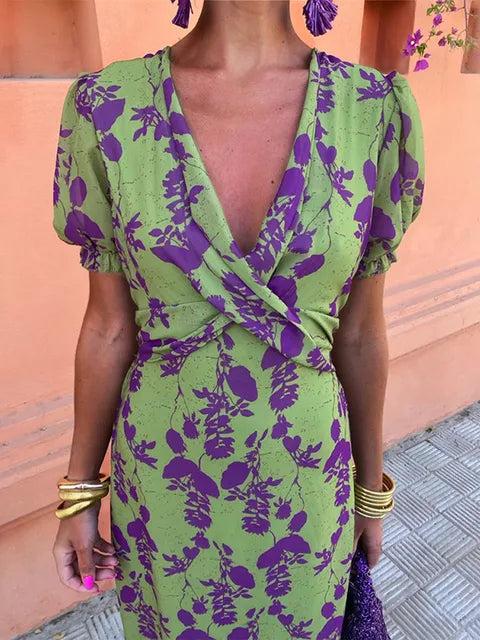 Lucinda | Boho Floral Pleated Summer Maxi Dress