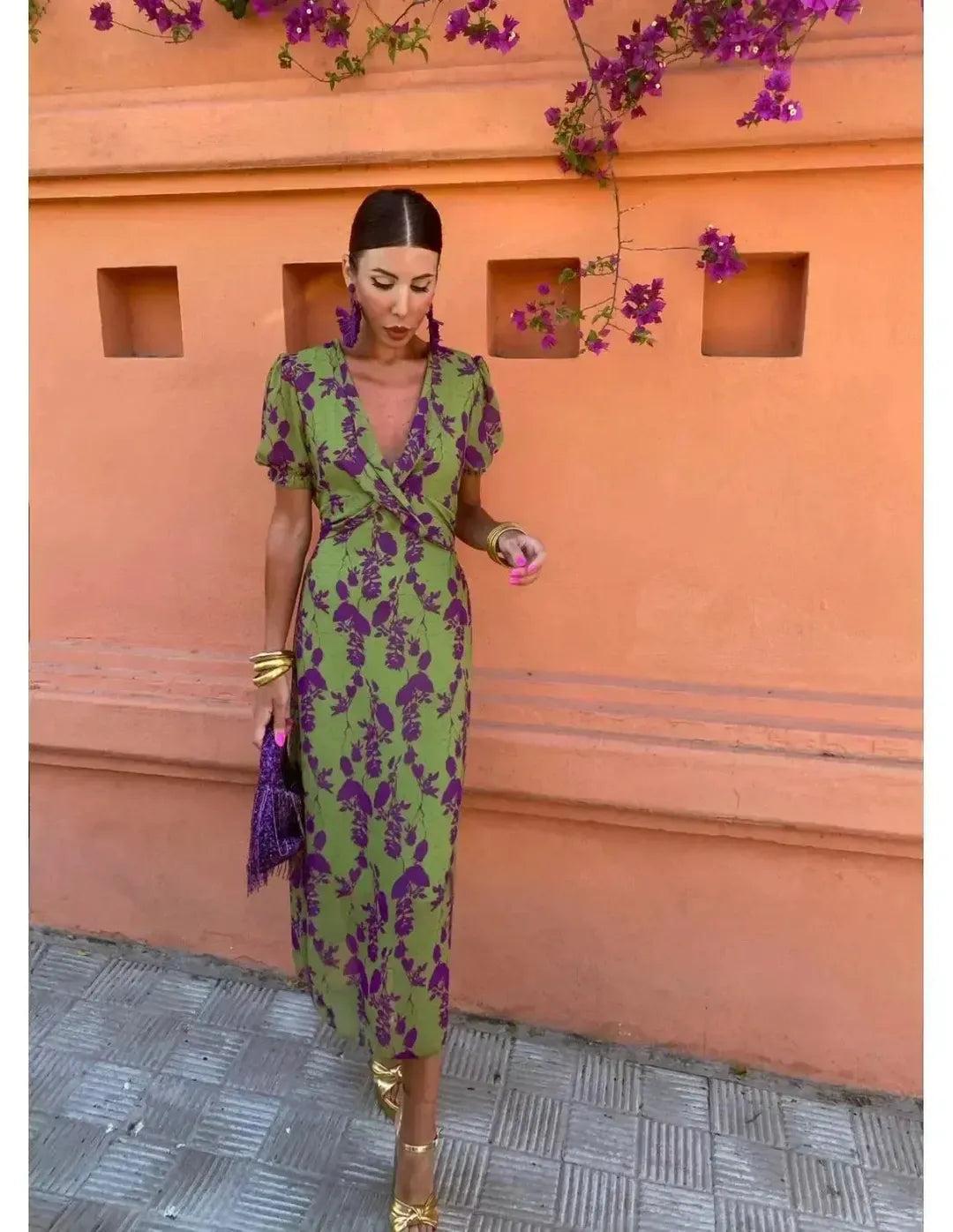 Lucinda | Boho Floral Pleated Summer Maxi Dress