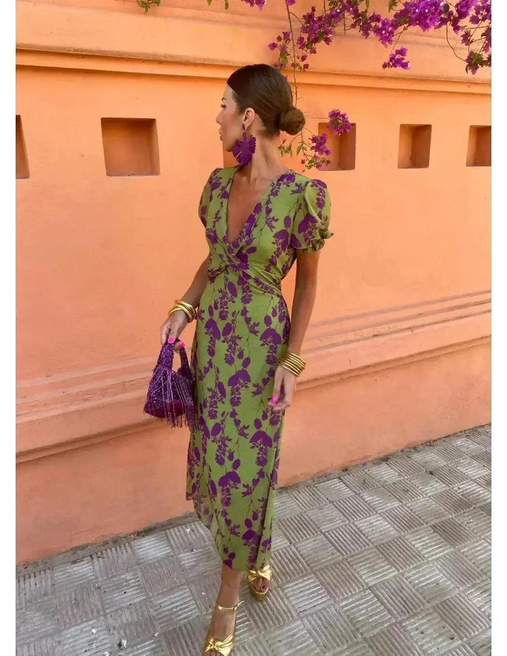 Lucinda | Boho Floral Pleated Summer Maxi Dress