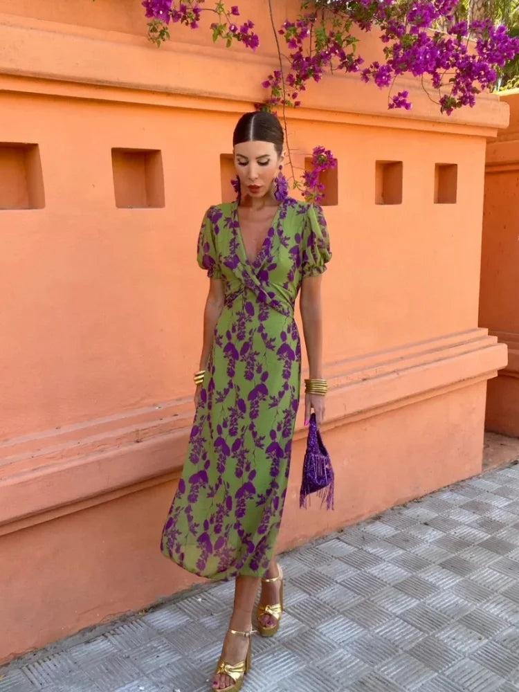 Lucinda | Boho Floral Pleated Summer Maxi Dress