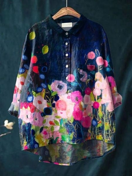 Jocelyn | Abstract Floral Print Button Front