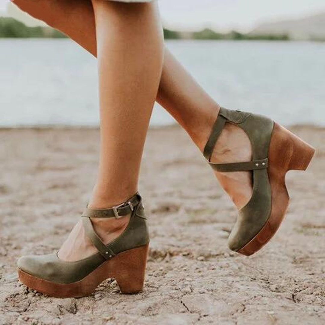 Teresa | Elegant Wedge Heels with Closed Toe & Ankle Strap