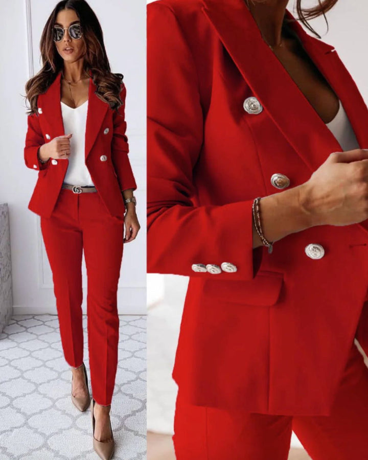 Chloe | Women's Slim Fit Double-Breasted Suit with Buttons